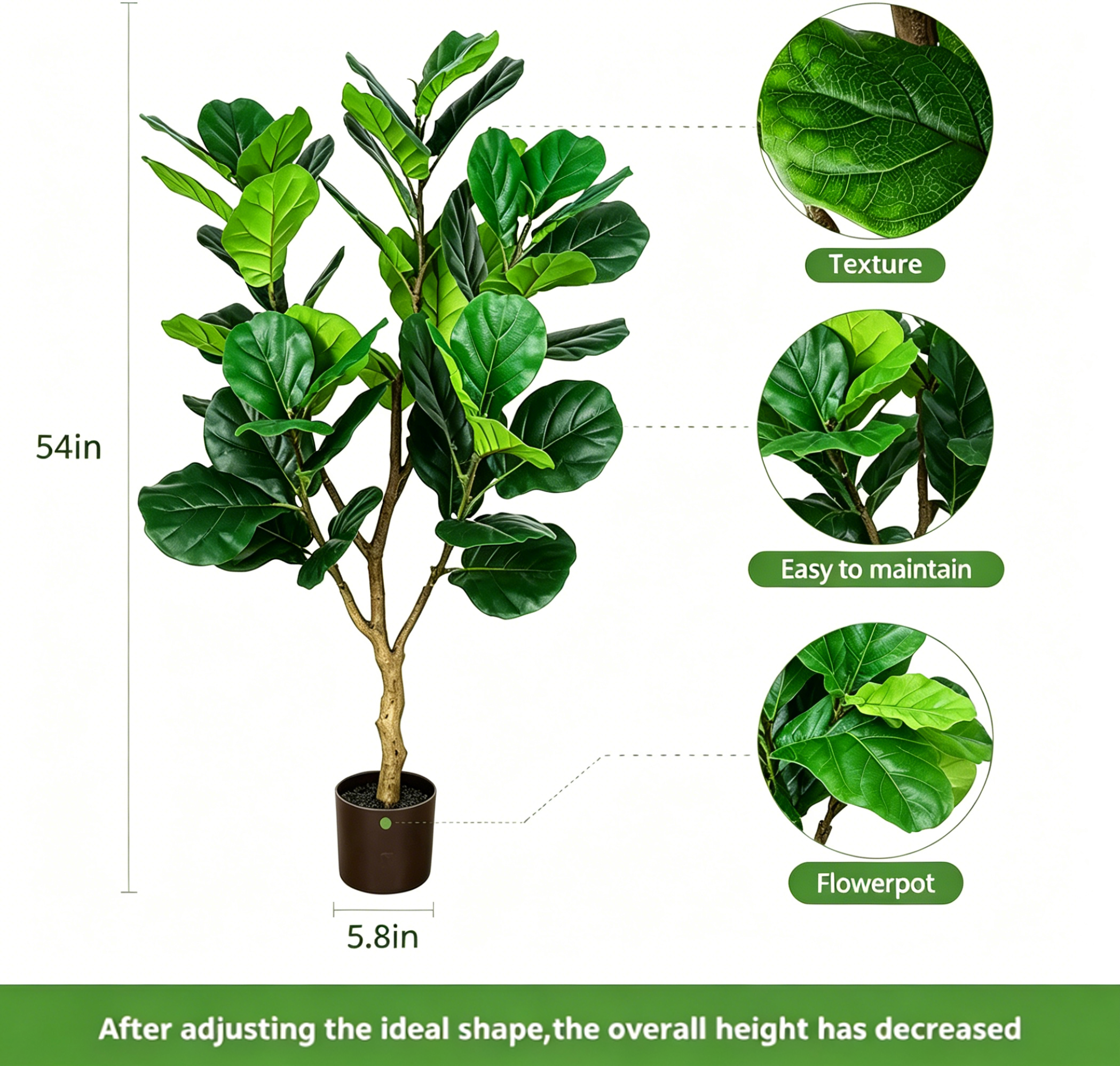 135cm Artificial Fiddle Leaf F - Ficus Lyrata Tree のレビューと価格