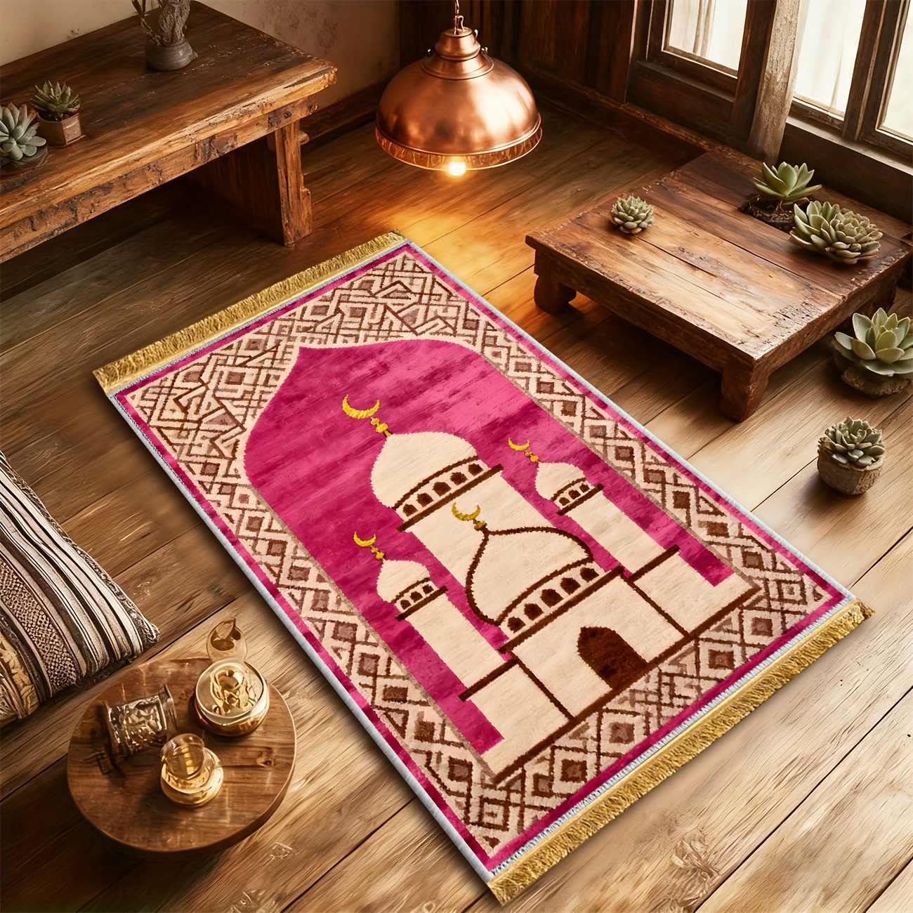 VIKAMA Pink Geometric Mosque M - Maranta Prayer Plant のレビューと価格