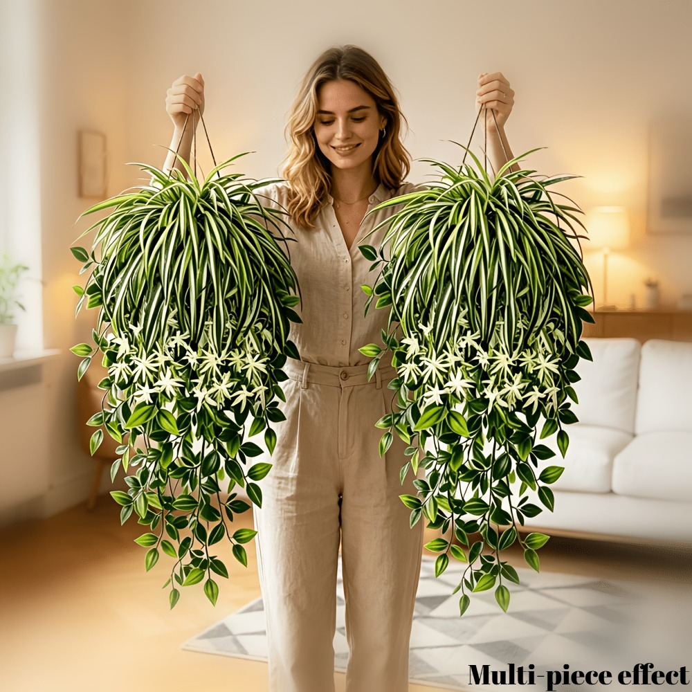 4pc Faux Spider Plant Hanging  - Spider Plant Hanging のレビューと価格
