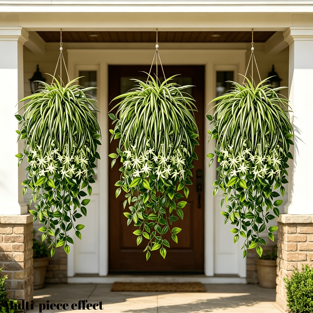 4pc Faux Spider Plant Hanging  - Spider Plant Hanging のレビューと価格
